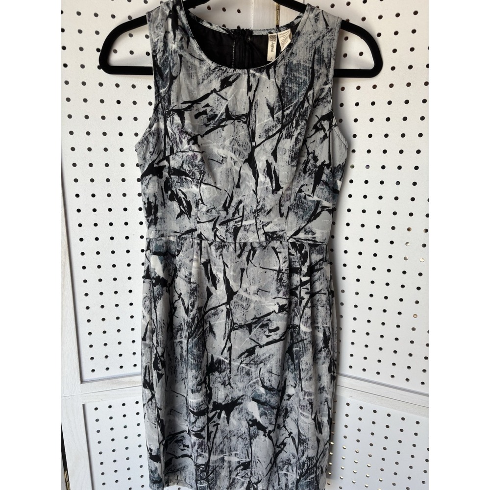 NWT Japna Women's Small Sheath Midi Sleeveless Dress Purple Blue Black Print